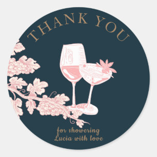 Black Pearl Champagne Bridal Shower Thank You Classic Round Sticker
