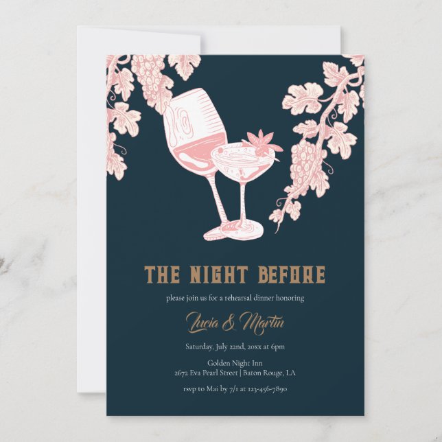 Black Pearl Color Champagne Rehearsal Dinner Invitation (Front)