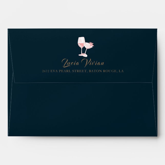 Black Pearl Color Champagne Retro Bridal Shower  Envelope (Back (Top Flap))