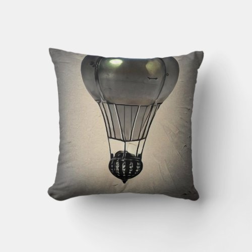 Black Pearl Lightbulb Hot Air Balloon Throw Pillow