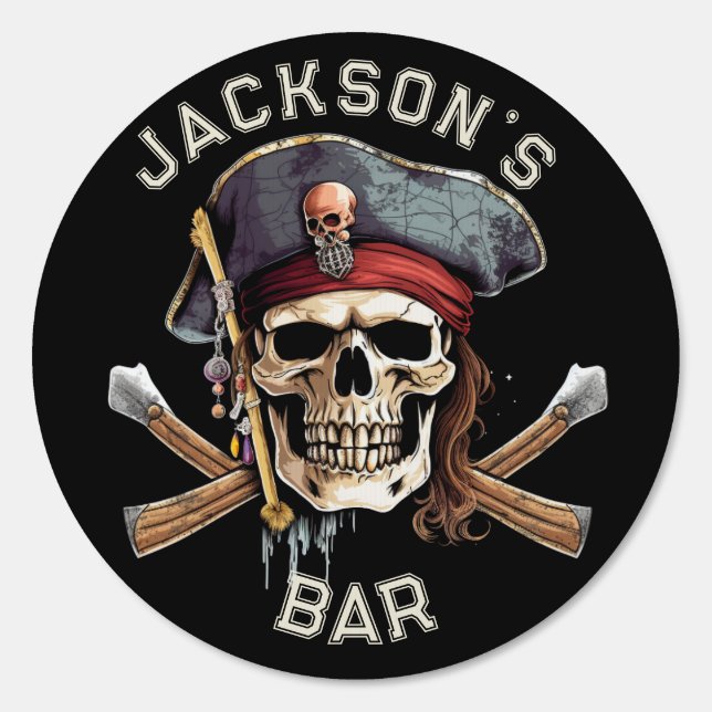 Black Pearl Pirate Skull Personalized  Sign (Front)