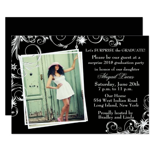 Black & Pearl Swirl Graduation Invitation | Zazzle.com