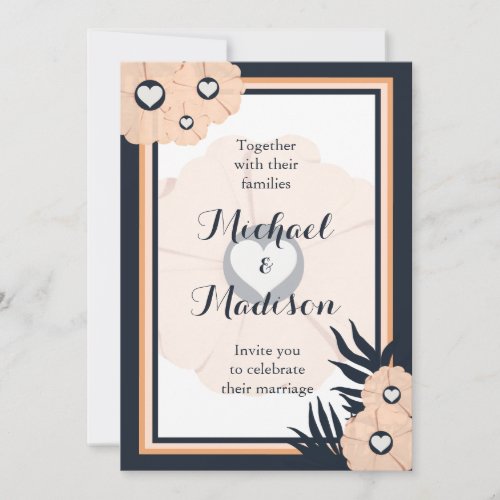 Black Pearl Watusi Tacao Floral Wedding Invitation