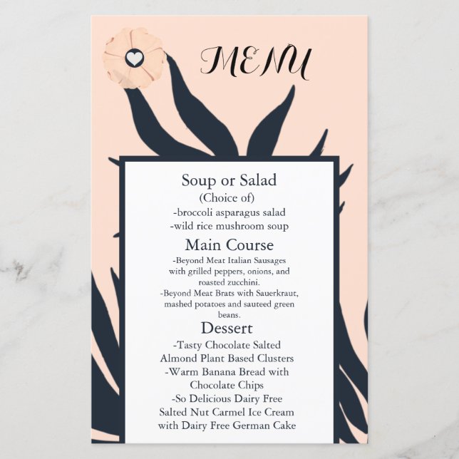 Black Pearl Watusi Tacao Wedding Menu (Front)
