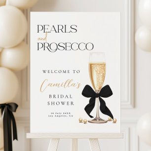 Black Pearls & Prosecco Bridal Shower Welcome Sign