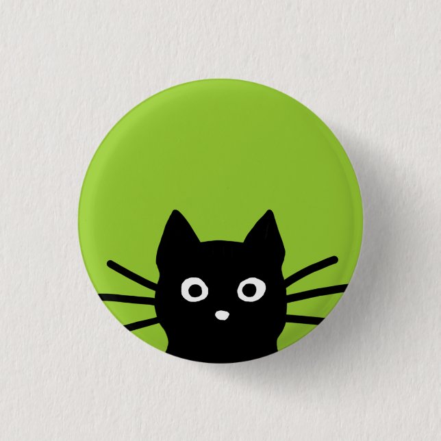 Black Peeking Cat Button (Front)
