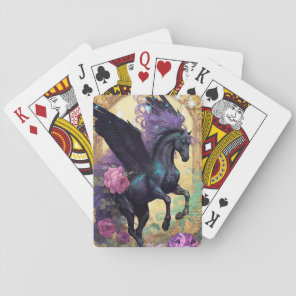 Black Pegasus and Ornate Damask Playing Cards