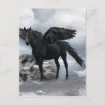 Black Pegasus Horse Postcard at Zazzle