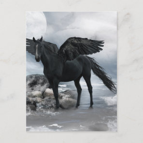 black Pegasus horse Postcard
