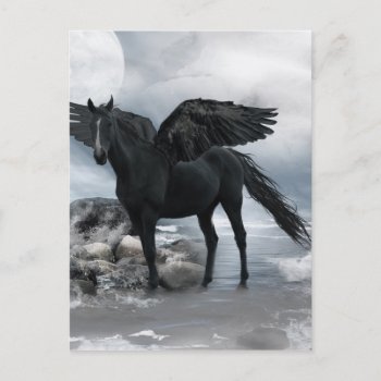 Black Pegasus Horse Postcard by Jagged_designs at Zazzle