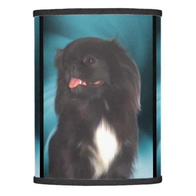 Black Pekingese Blue Swirls Dog Art  Lamp Shade (Front)