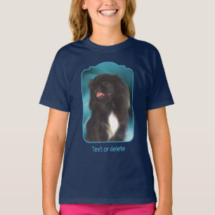 Black Pekingese Blue Swirls Dog Art T-Shirt
