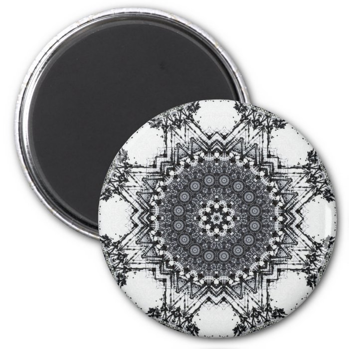 Black Pen Sketch Abstract Mandala Magnet