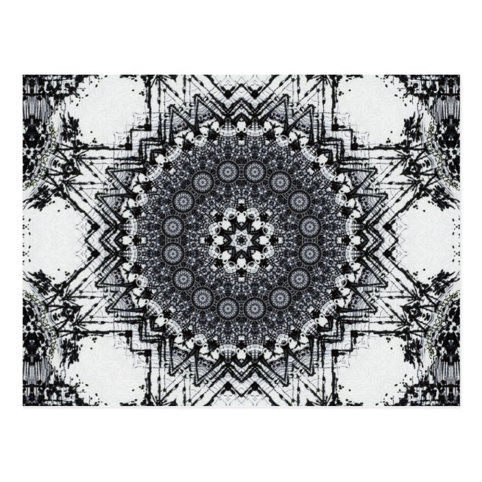 Black Pen Sketch Abstract Mandala Postcard | Zazzle.com