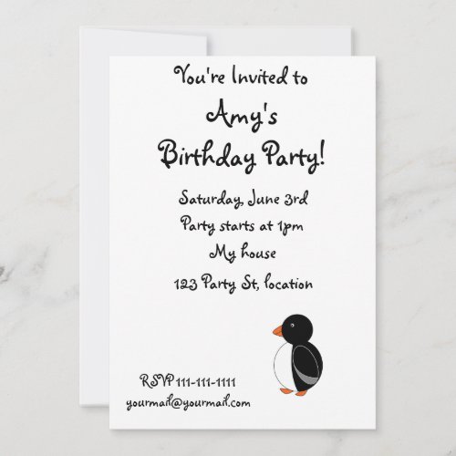Black penguin custom invites