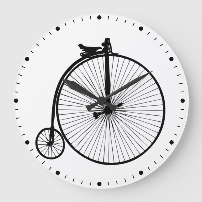 Black penny farthing vintage bike large clock (Front)