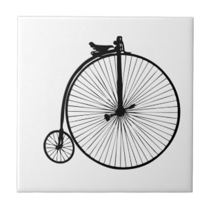 Black penny farthing vintage bike tile