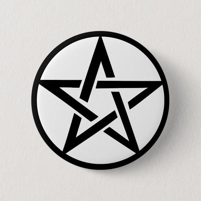 black pentacle pentagram ring pinback button (Front)