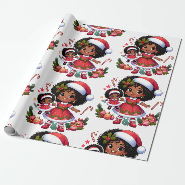 Black People Wrapping Paper - A Girl and Her Doll | Zazzle