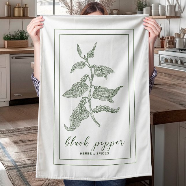 Black Pepper Herb Farmhouse Kitchen Towel (Creator Uploaded)