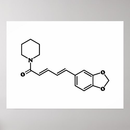 Black Pepper Piperine Molecular Chemical Formula Poster