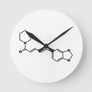 Black Pepper Piperine Molecular Chemical Formula Round Clock