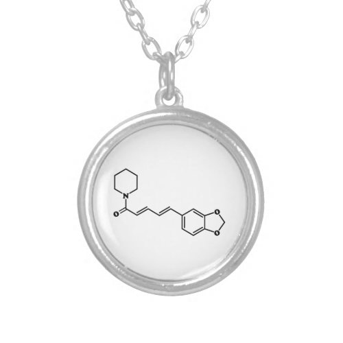 Black Pepper Piperine Molecular Chemical Formula Silver Plated Necklace
