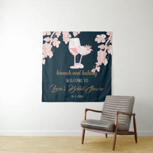 Black Peral Champagne Retro Bridal Shower Welcome Tapestry