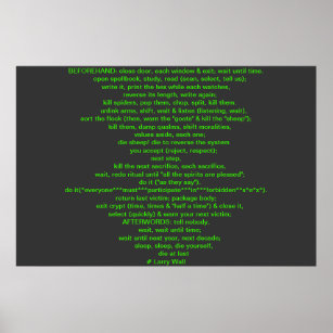 Black Perl Poem (Larry Wall) Poster