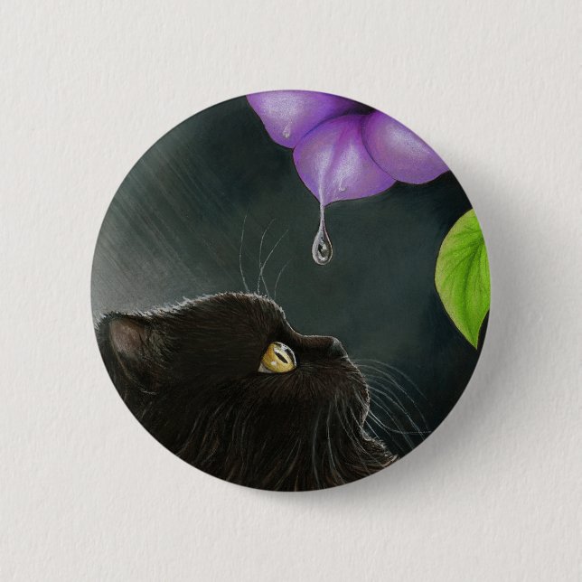 Black Persian Cat 514 Button (Front)