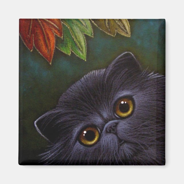BLACK PERSIAN CAT - AUTUMN Magnet (Front)