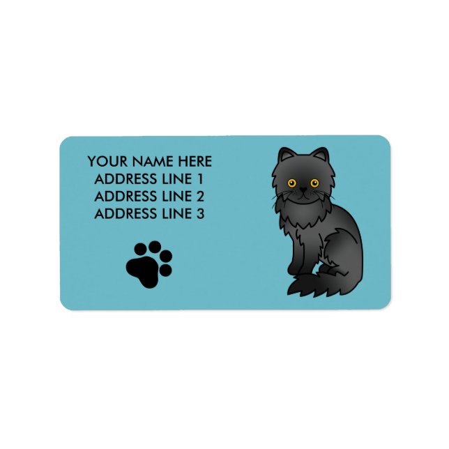 Black Persian Cat Label (Front)