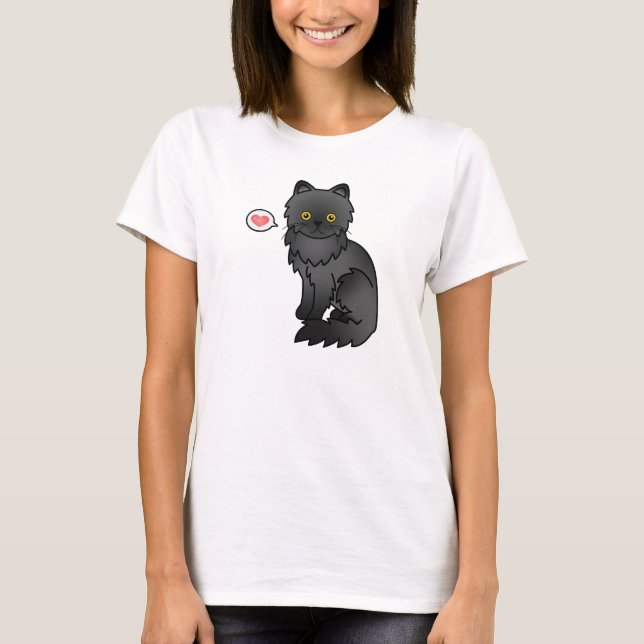 Black Persian Cat Love T-Shirt (Front)
