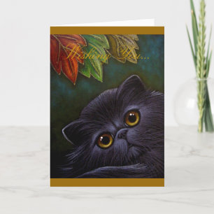 Black Persian Cat - Thanksgiving Card