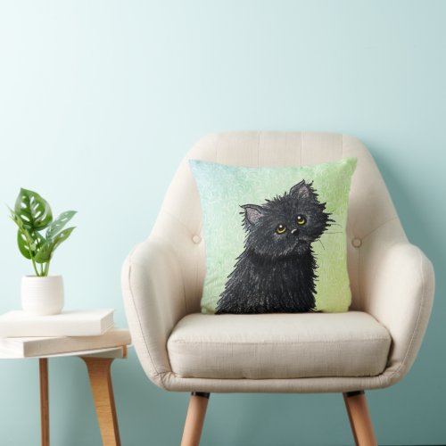 Black Persian Cat Throw Pillow