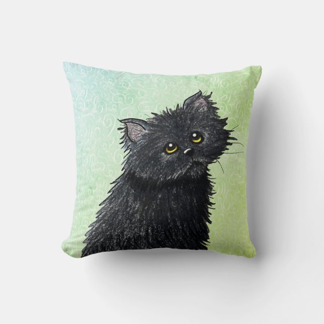 Black Persian Cat Throw Pillow (Front)