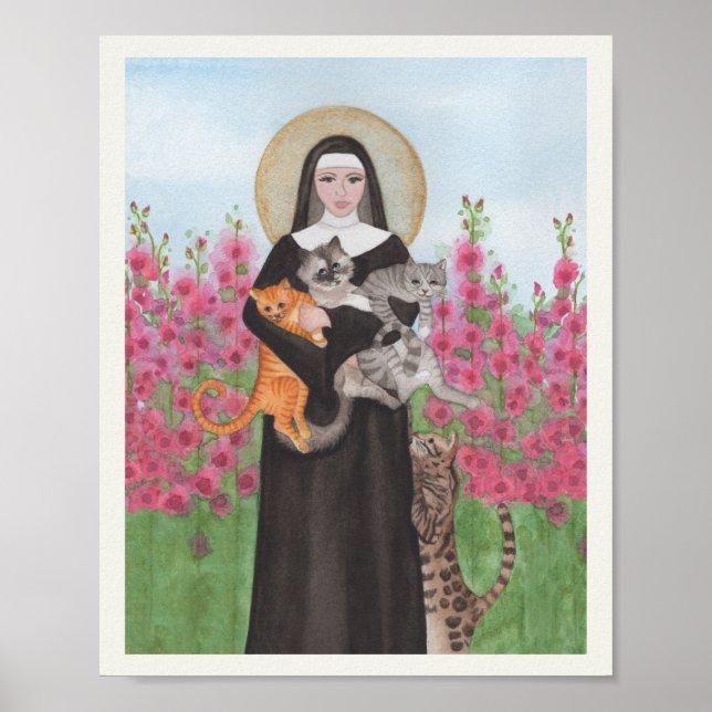 Black Persian Cat Watercolor Aqua Vase Poster (Front)