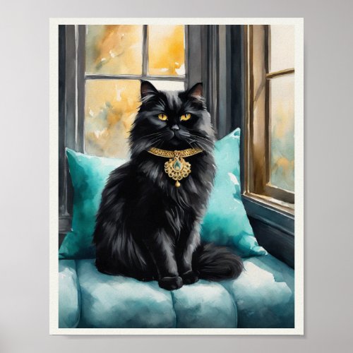 Black Persian Cat Watercolor Your Highness Poster
