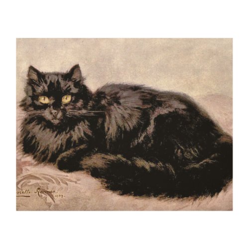 Black Persian Cat Wood Wall Art