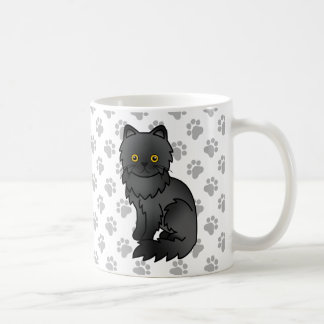 Black Persian Cute Cartoon Cat Illustration Coffee Mug