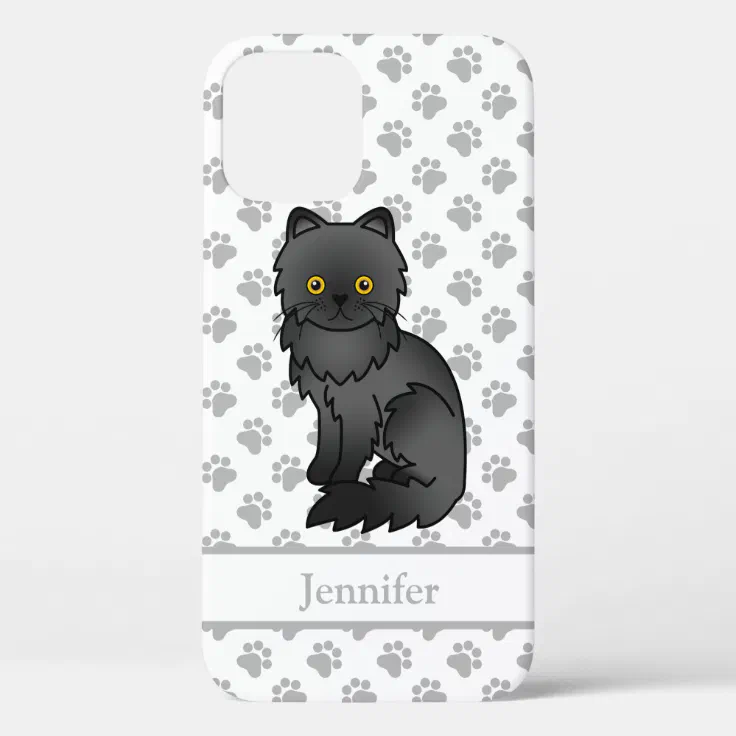 Black Persian Cute Cartoon Cat & Name Case-Mate iPhone Case | Zazzle Black Persian Cute Cartoon Cat & Name Case-Mate iPhone Case | Zazzle
