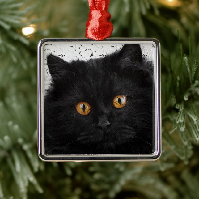 Black Persian Face Metal Ornament (Tree)