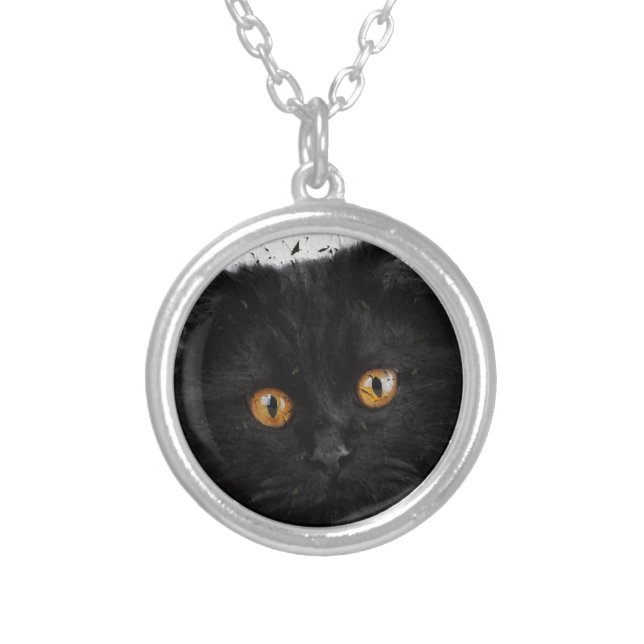 Black Persian Face Silver Plated Necklace (Front)