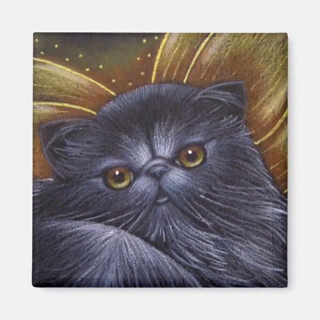 Black Persian Fairy Cat Magnet (Front)