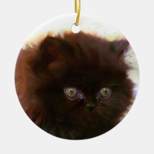 Black Persian Kitten ornament