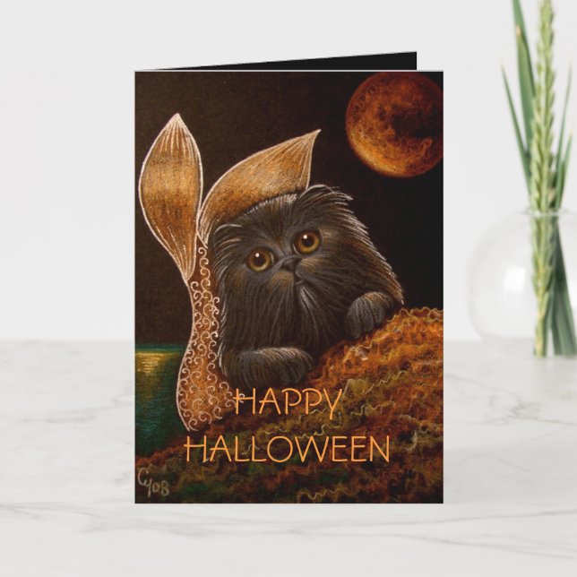 BLACK PERSIAN MERCAT - HALLOWEEN Card (Front)