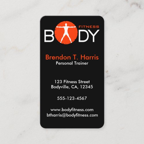 Black Personal Trainer Body Madness Vertical Business Card