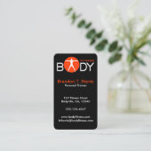 Black Personal Trainer Body Madness Vertical Business Card (Standing Front)