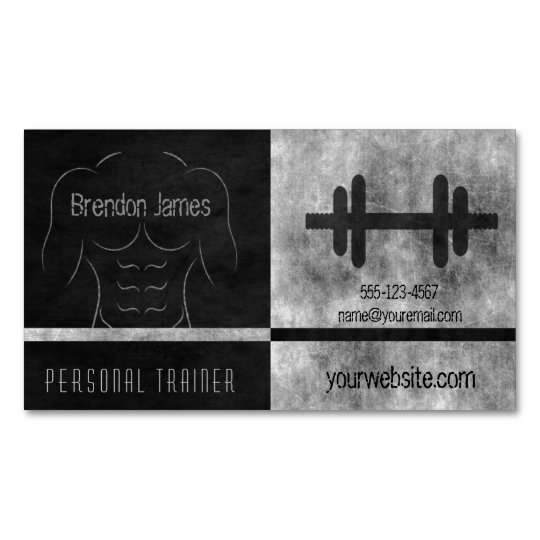 Black Personal Trainer Muscular Ripped Muscle Man Business Card Magnet ...