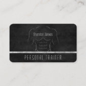 Black Personal Trainer White Muscle Man Outline Business Card (Front)